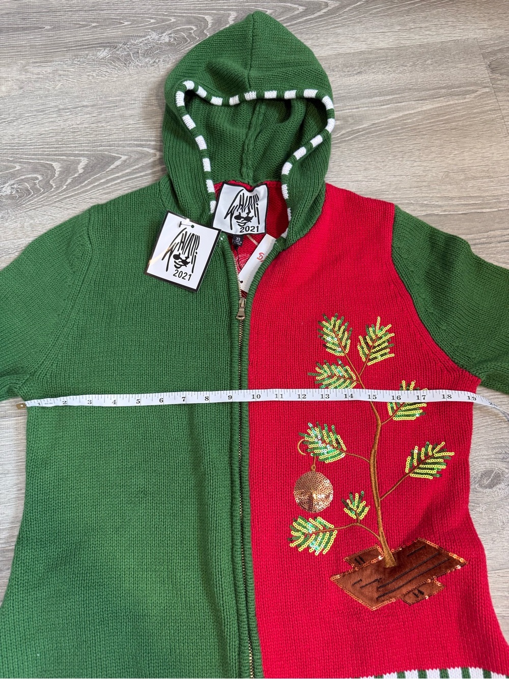Whoopi Goldberg "Ugly Christmas Sweater" Holiday Hoodie Knit Cardigan - Picture 8 of 9